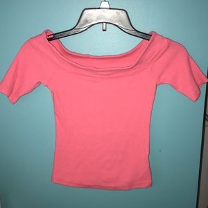 Cute off the shoulder pink crop top
